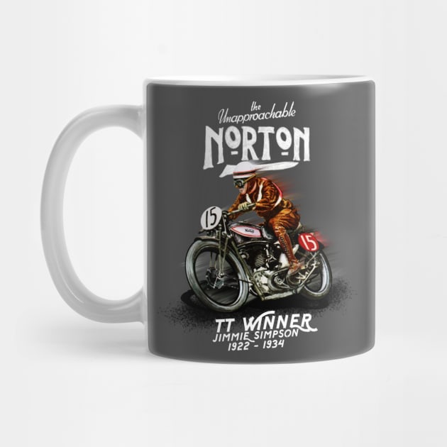 Vintage Norton Motorcycle Racer Jimmie Simpson TT winner MotorManiac by MotorManiac